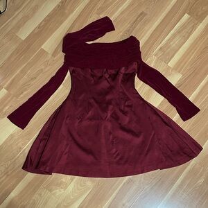 Elegant Burgundy Off-Shoulder Dress